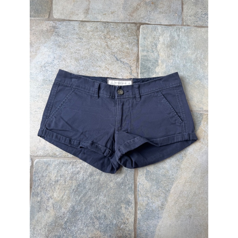 Vintage Y2K Abercrombie & Fitch‎ Navy Cargo Mini Shorts Size 2 Low Rise Stretch